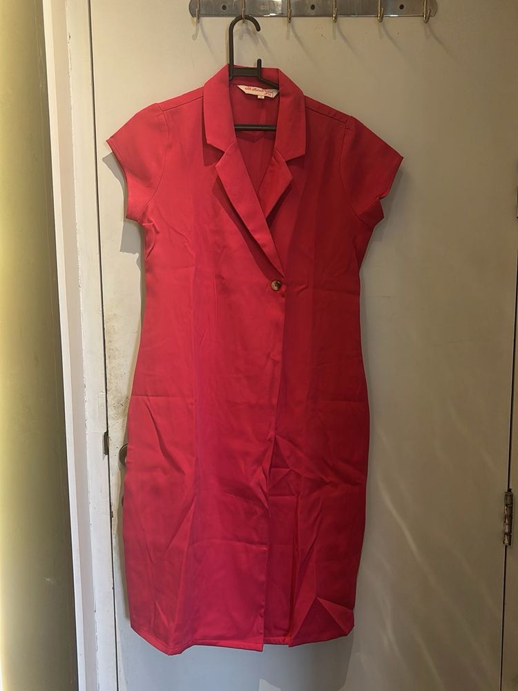 Fushia pink Button-Front Blazer Dress
