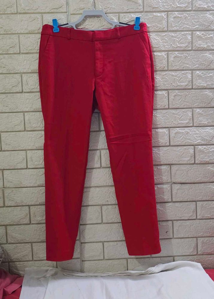 Stradivarius Vibrant Red Trousers