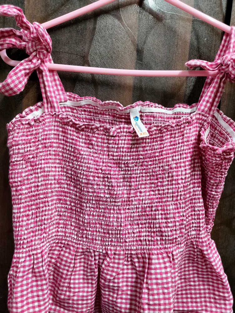 Cute Pink Gingham Smocked Top