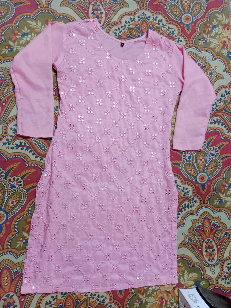 Pretty Pink Embroidered Kurta