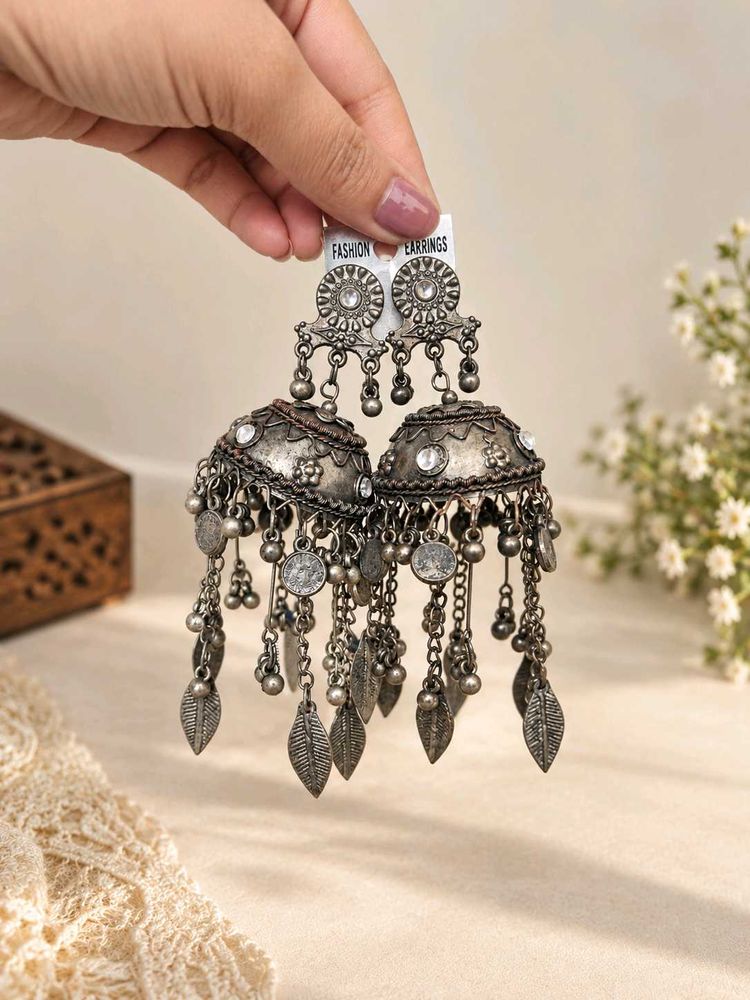 Oxidised Jhumkas boho style earrings for Girls