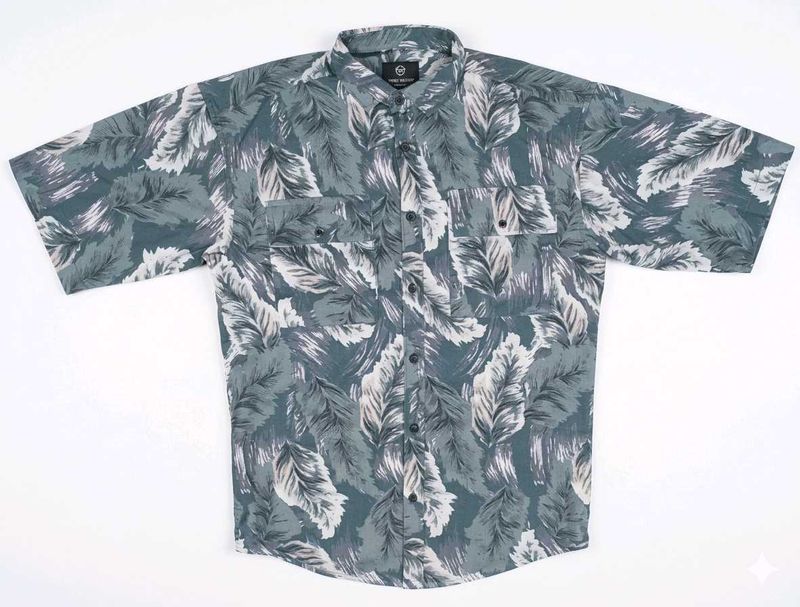 Men's Tropical Leaf Print Short Sleeve Shirt