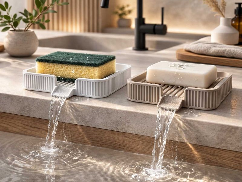 Modern soap sponge holder minimal design