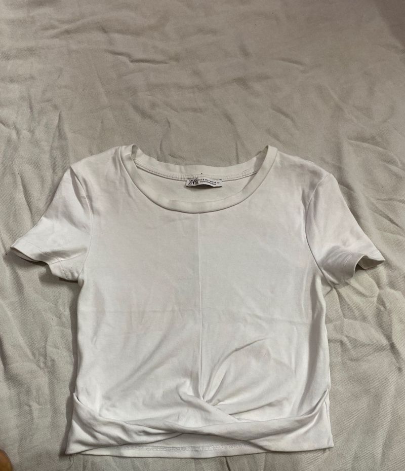 Zara White Cropped Tee