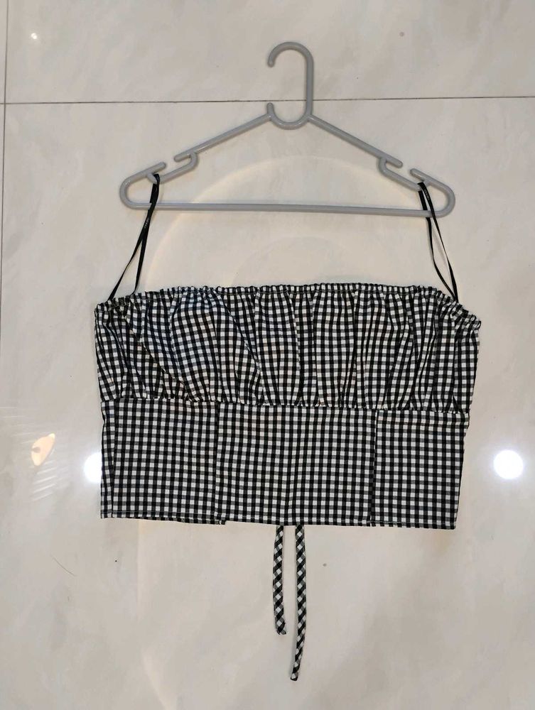 Gingham Tube Crop Top