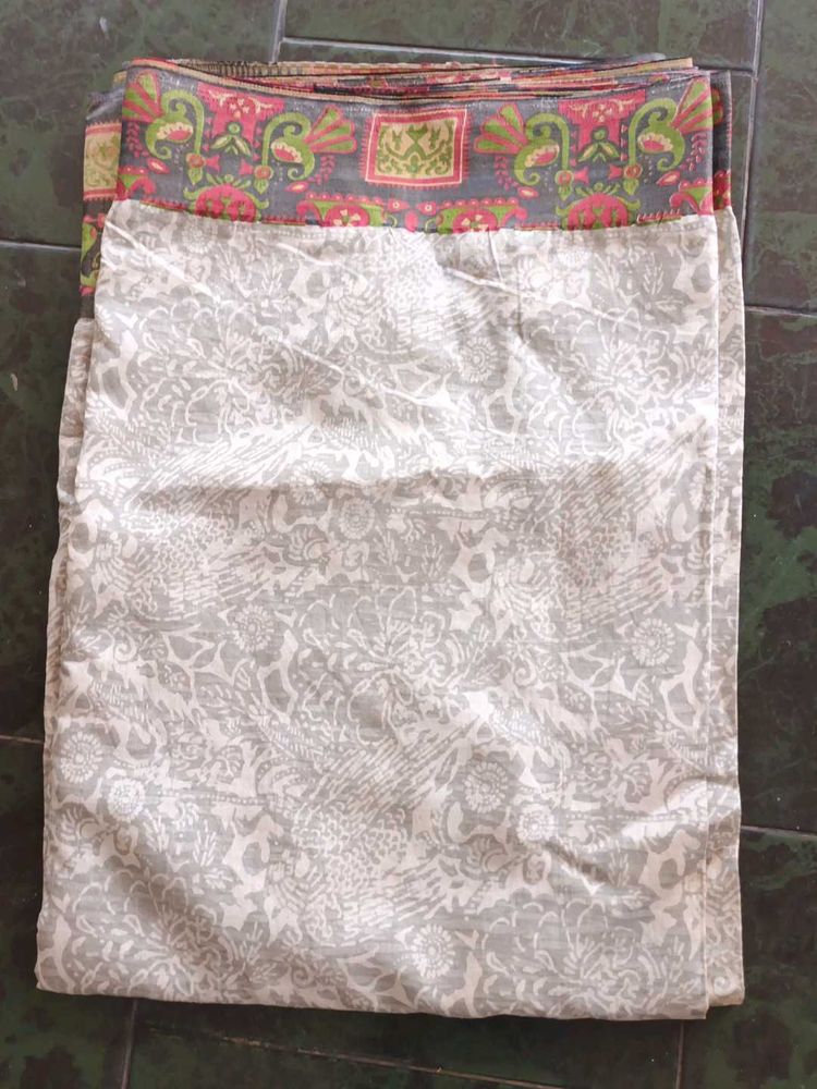 Elegant Grey Saree with Floral Border