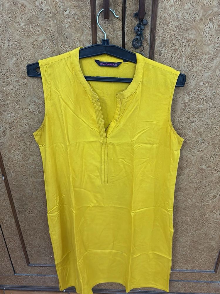 Vibrant Yellow Sleeveless Kurta
