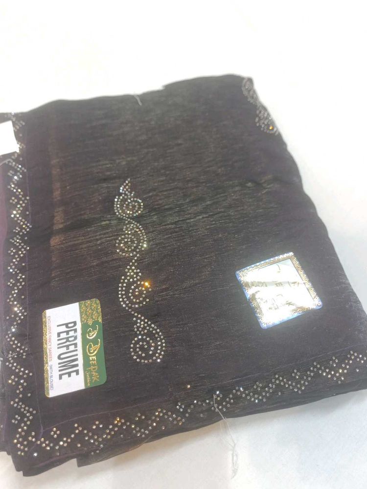 Embellished Dark Brown Saree