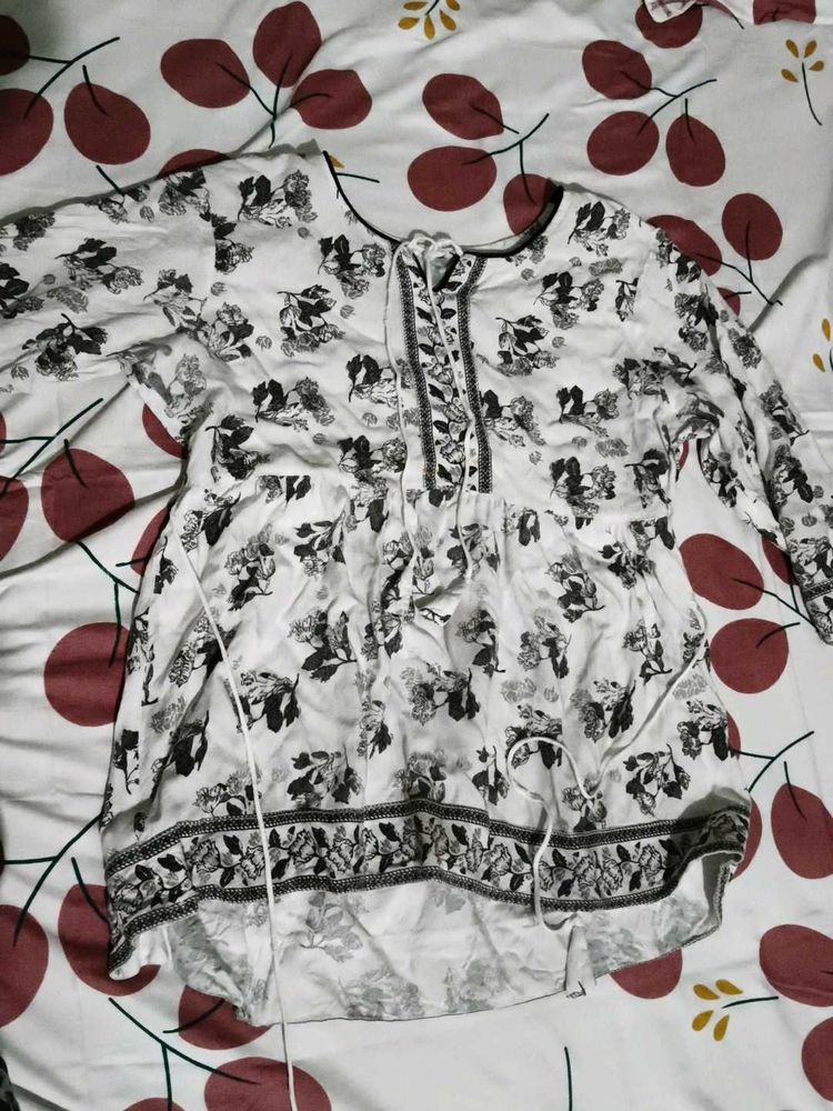 Boho Floral Print Tunic Top