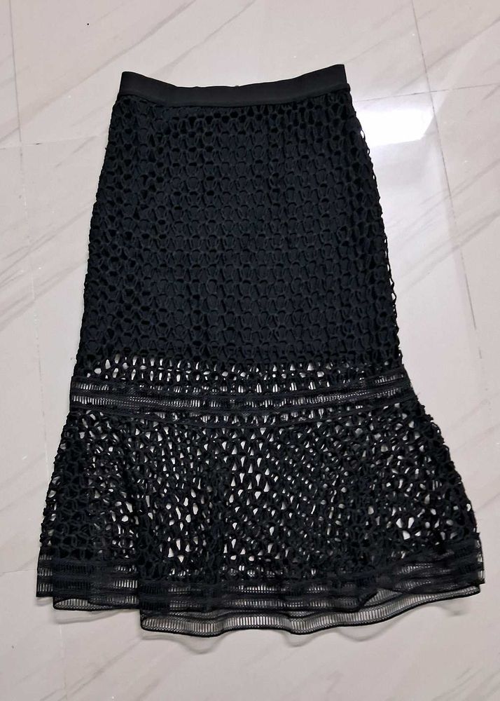 Elegant Black Crochet Skirt