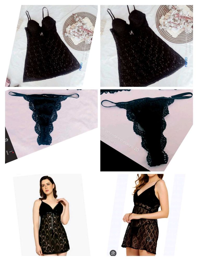 Lace Lingerie Set - Black