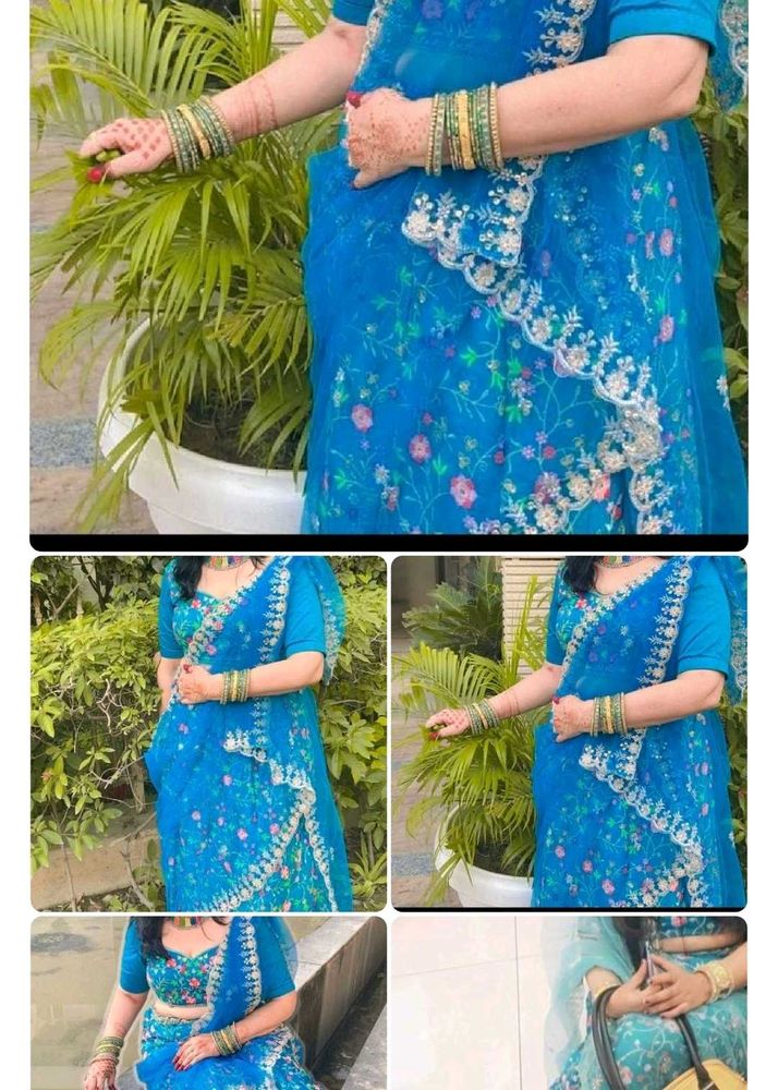 Stunning Blue Floral Lehenga Choli fix