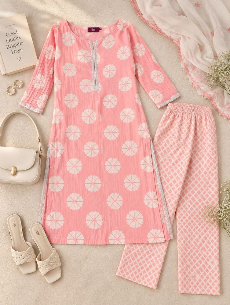 🌸Pink Floral Kurta set🌸