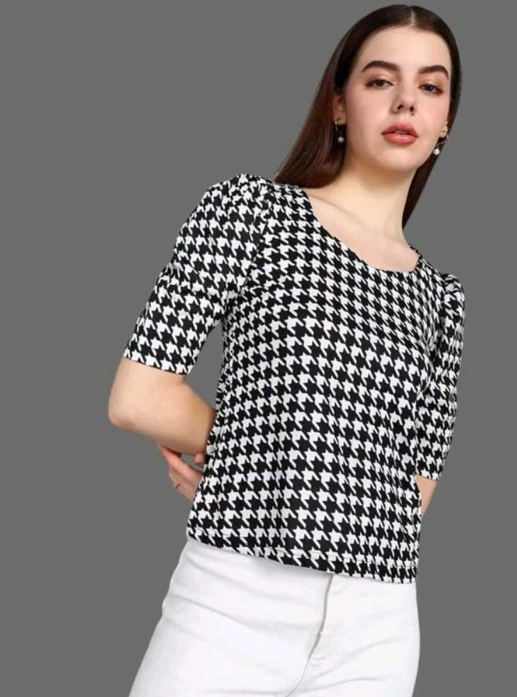 Houndstooth Print Top