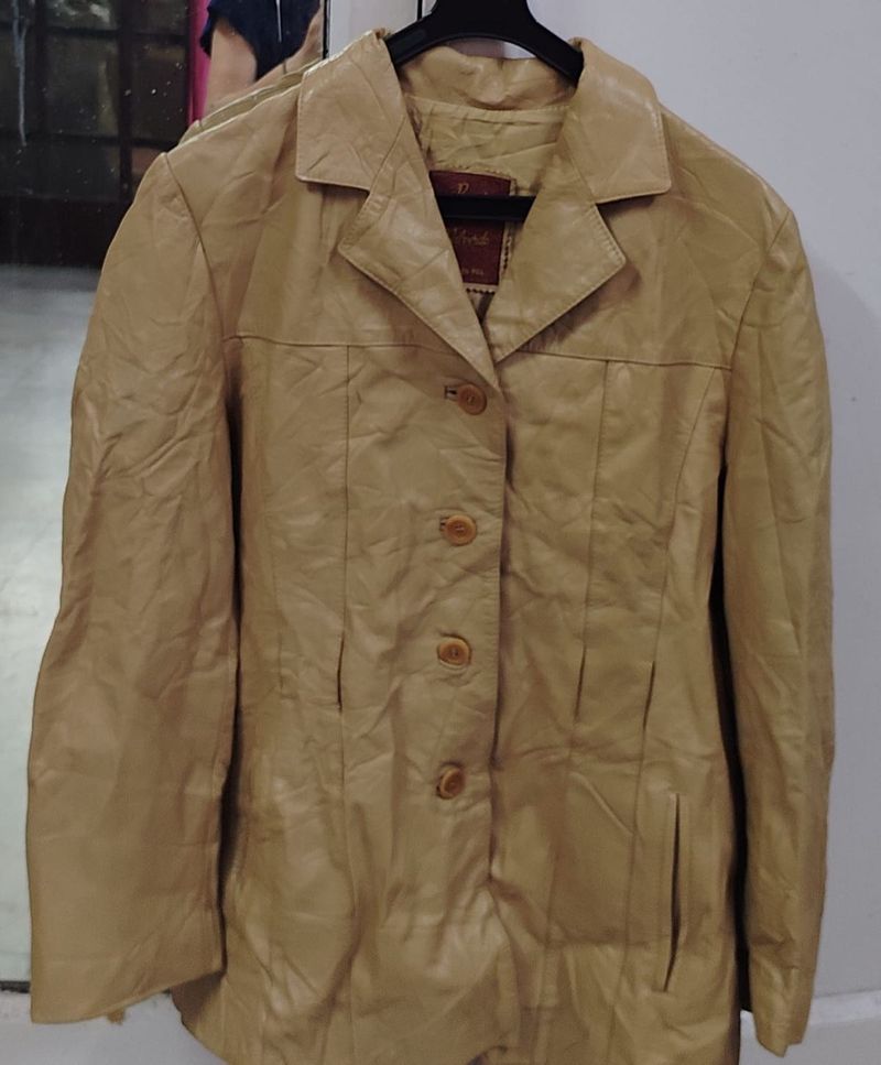 Unisex Classic Tan Leather Jacket