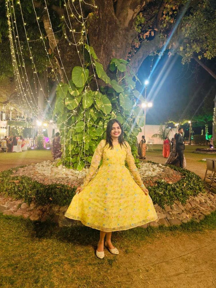 Beautiful Yellow Floral pure organza Ethnic Gown