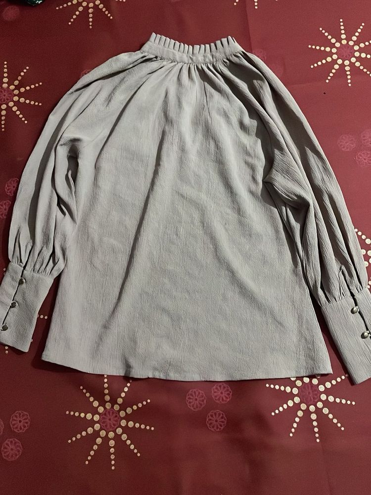 Elegant Grey Bell Sleeve Top