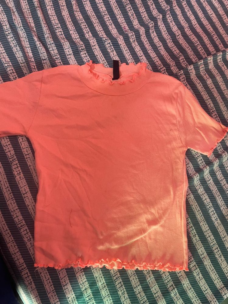 Bright Coral Mock Neck Top