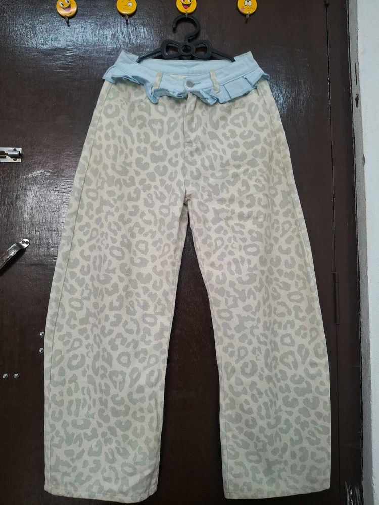 Leopard Print Wide Leg Jeans from savana
