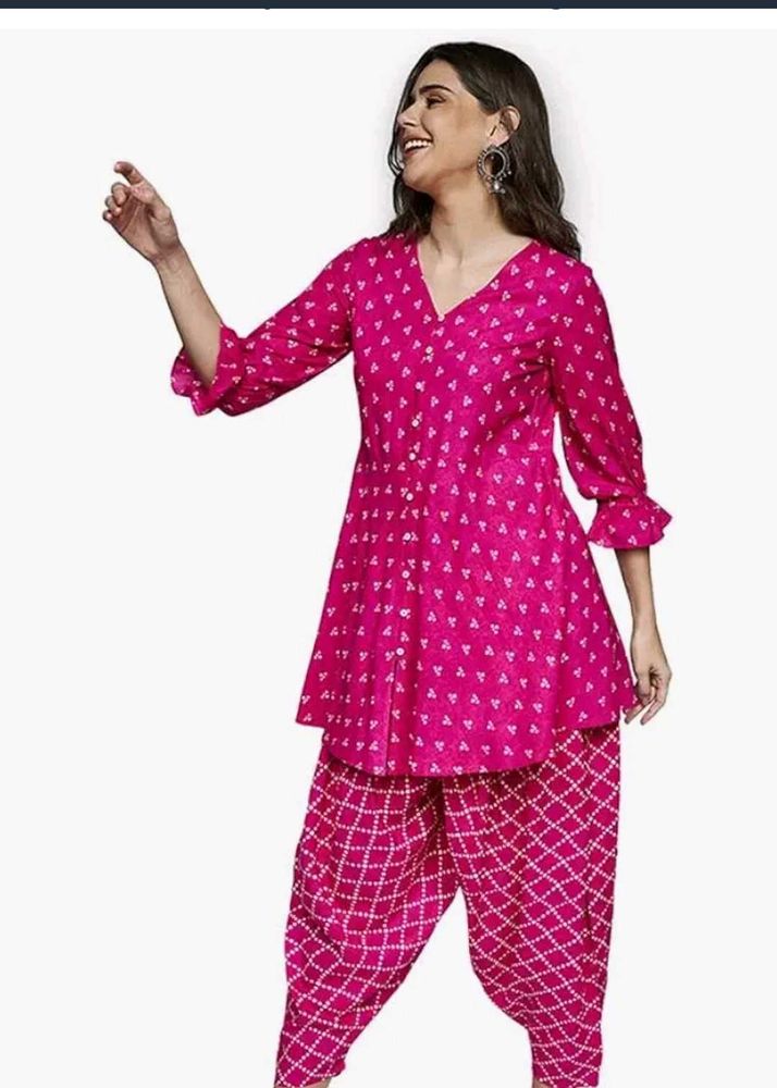 ITSE Vibrant Pink Printed Kurta Set