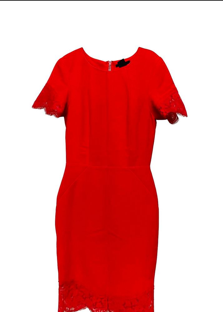 Red Lace Trim Dress