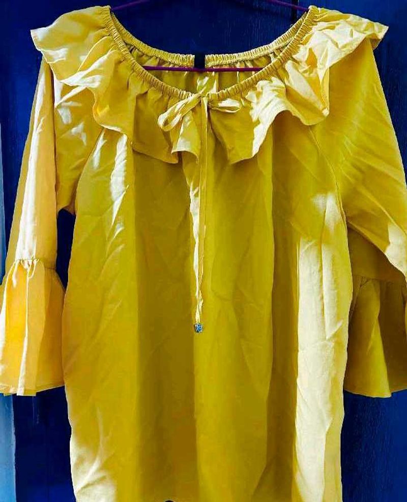 Bright Yellow Ruffled Top