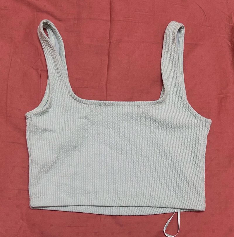 Sea Green Ribbed Crop Top🐸