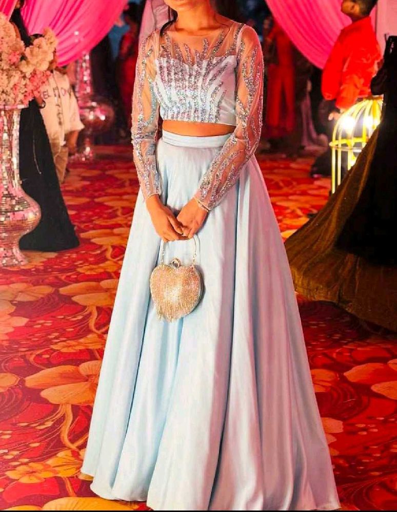 Elegant Blue Embellished Lehenga Choli