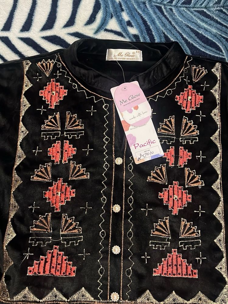 Black Velvet embroidery co ord set