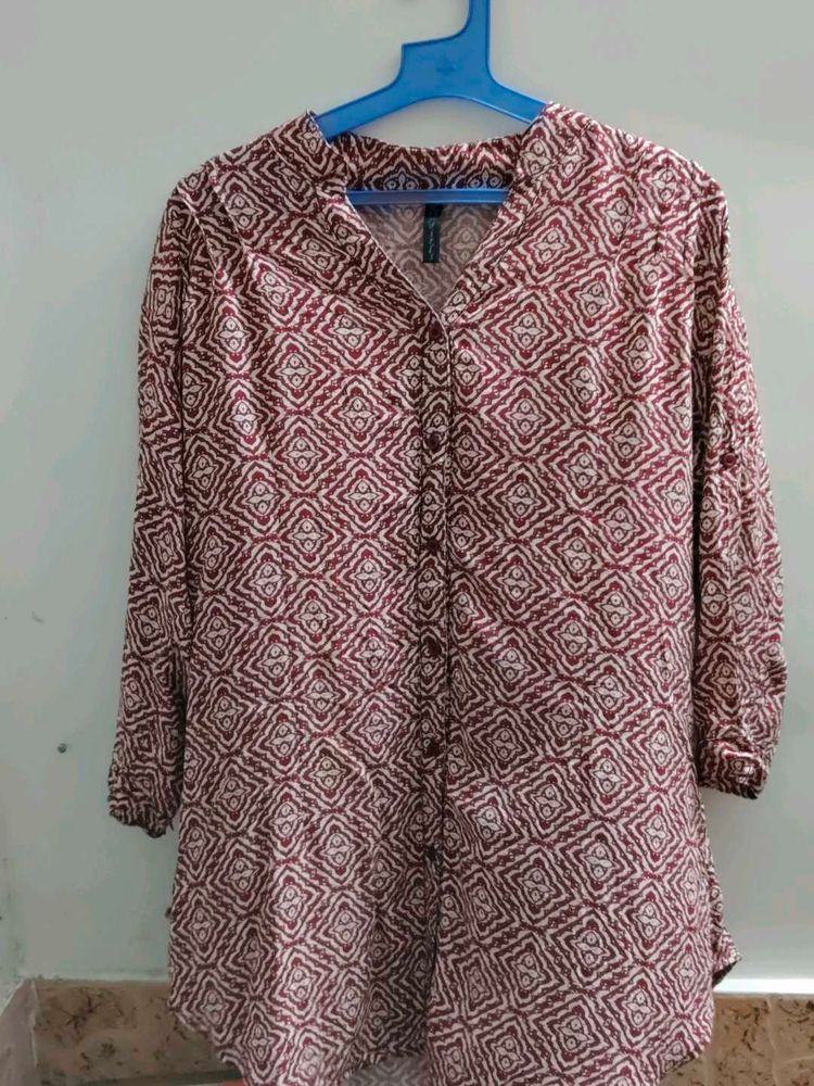 Maroon Geometric Print Shirt top