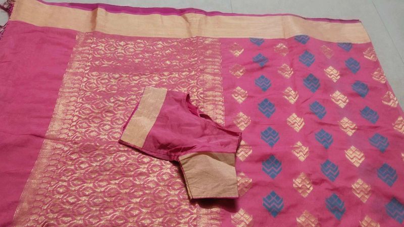 Beautiful Pink Saree with Blouse