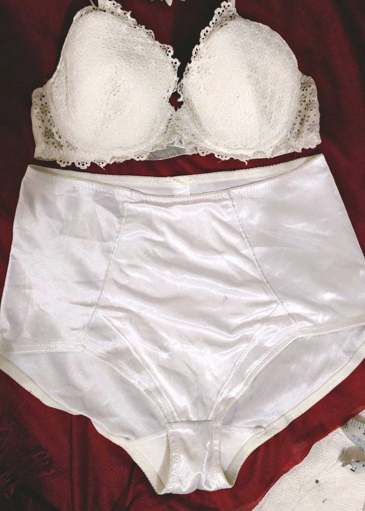 White Lace Bra and High waist penty set