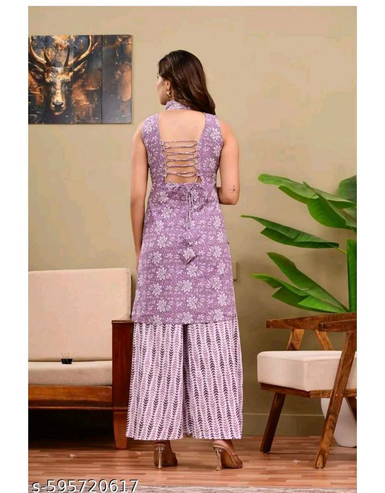 Stylish Purple Kurta Set with Palazzo