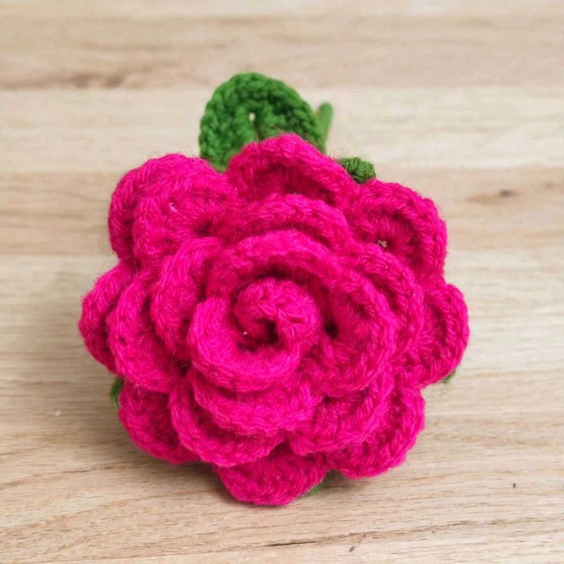 Handmade Crocheted pink rose