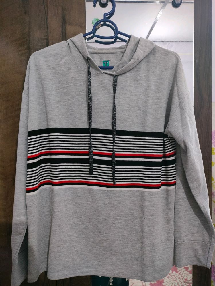 Striped Hoodie - Gray