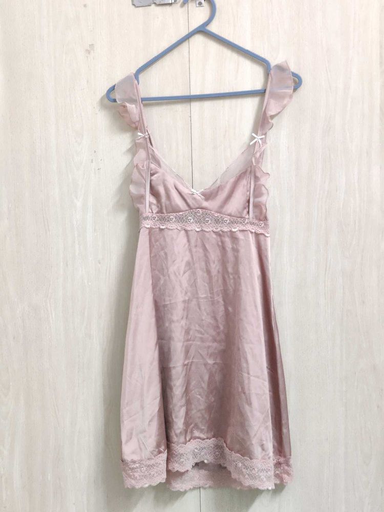 Dusty pink satin chemise slip