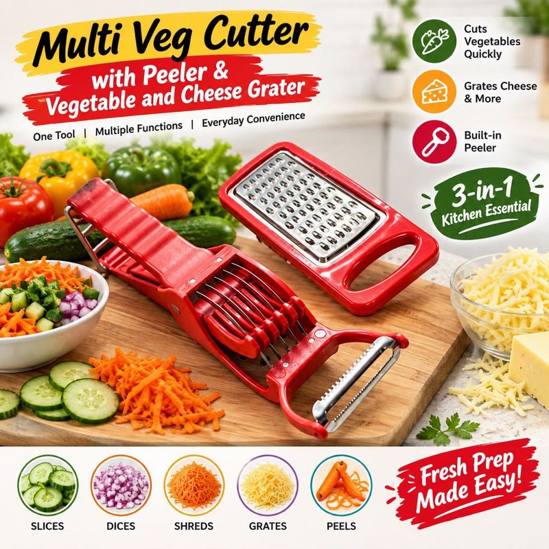 combo of Multi Veg Cutter with Peeler &amp; Grater