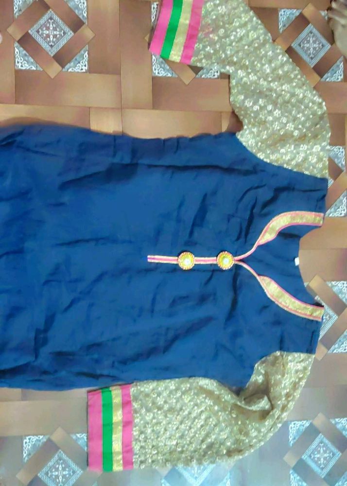 Elegant Navy Blue Embroidered kurti