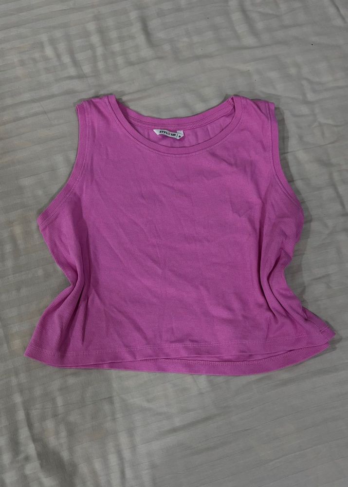 Pink Sleeveless Crop Top