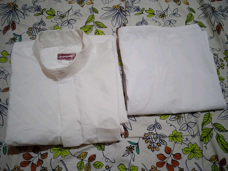 Men's White Abaya and Pyjama Set