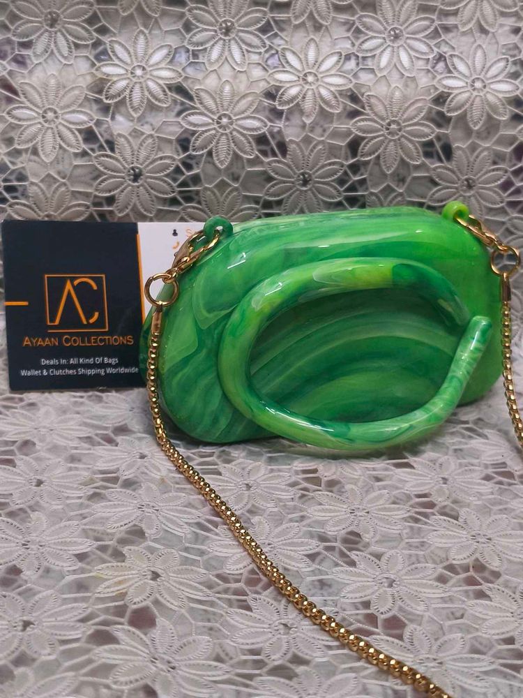 Unique Green Marble Clutch