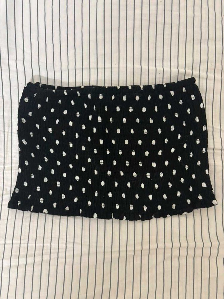 Chic Black &amp; White Polka Dot Tube Top
