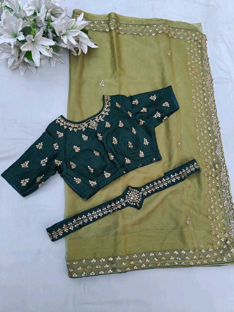 Green Organza Saree