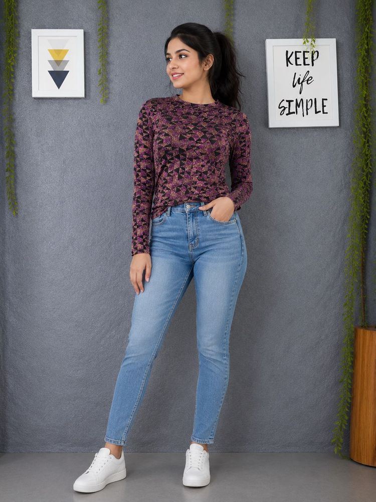 Next Geometric Print Long Sleeve Top
