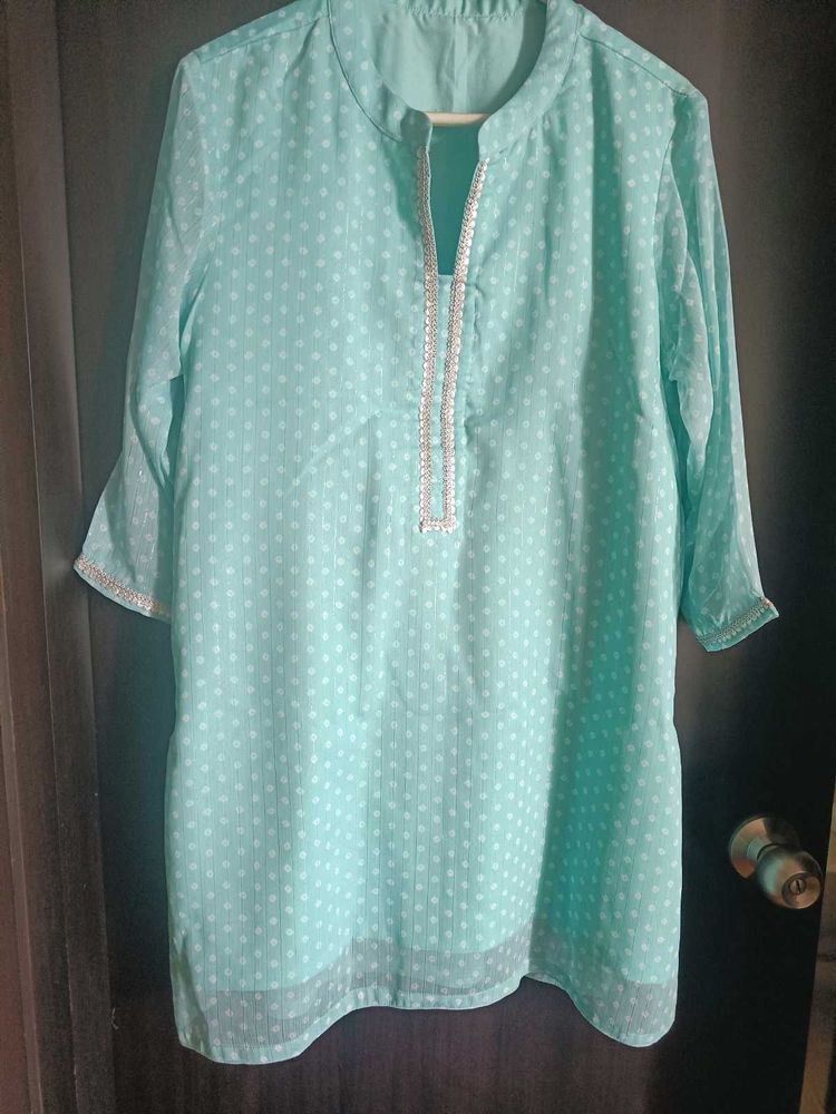 Light Blue Kurti with bhandani Print