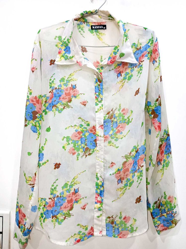 Floral Print Sheer Shirt