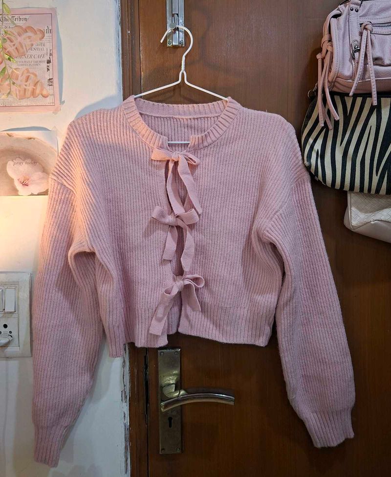 Cider Pink Bow Knit Sweater