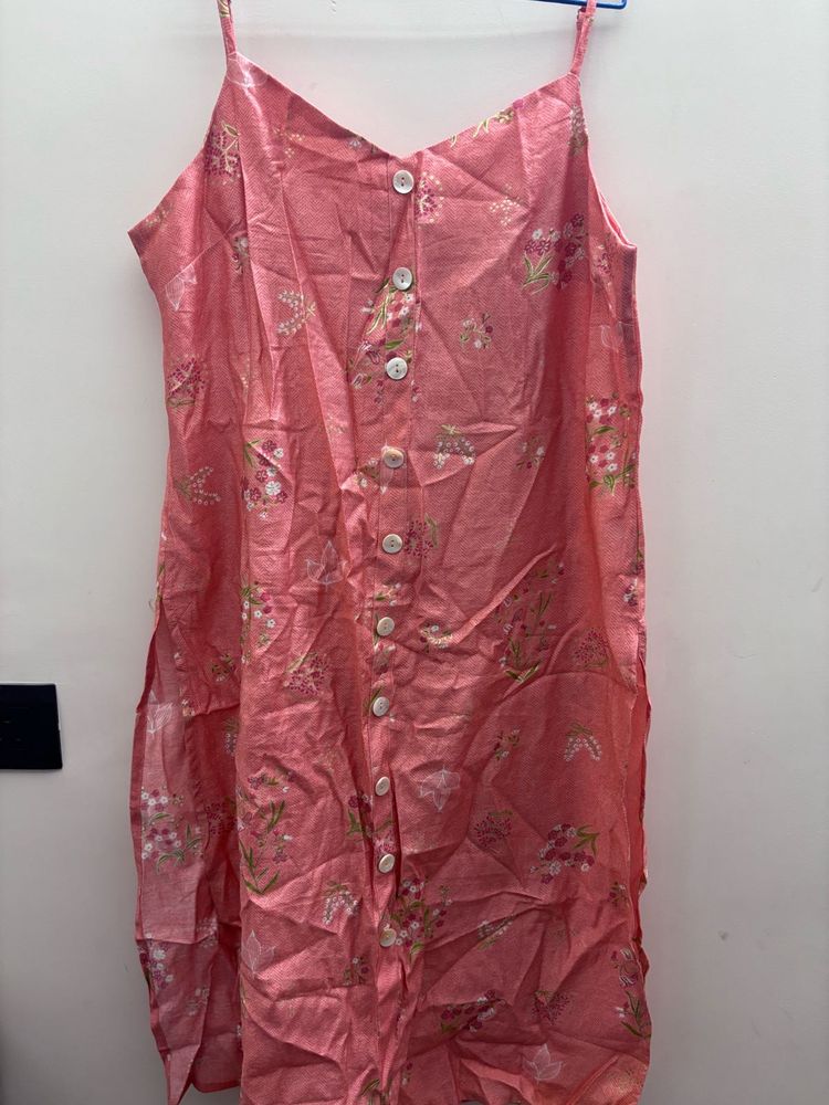 Pink Floral Cotton Dress