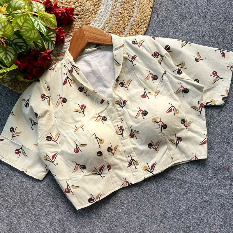 Printed Blouse with Short Sleeves