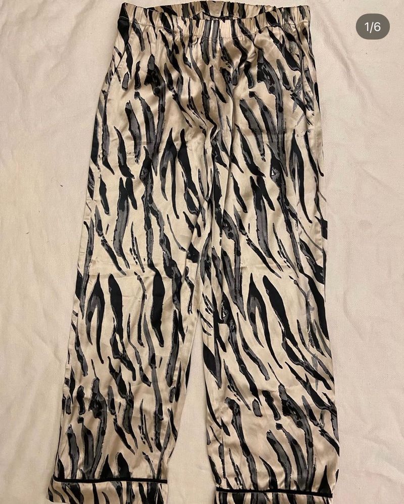 Satin Zebra Print Pajama Pants